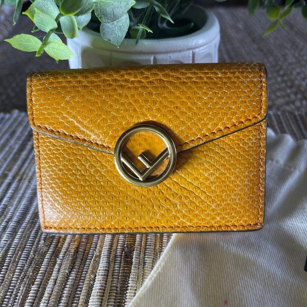Fendi micro tri-fold Wallet karung snakeskin cognac w/dustbag *RARE